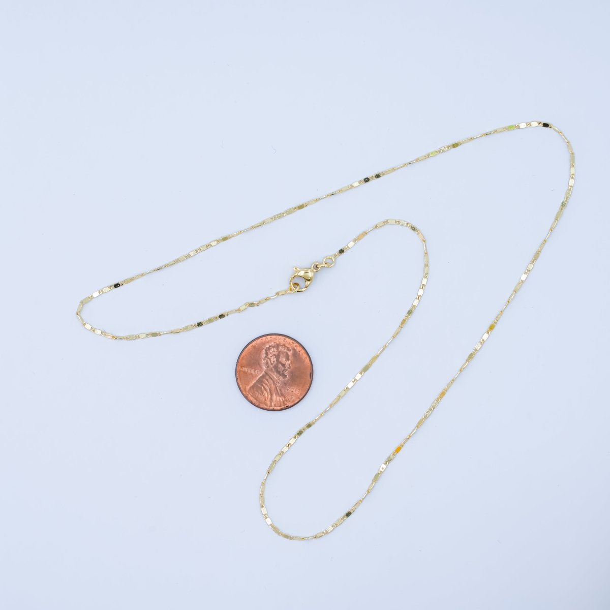 14K Gold Filled 1.4mm Flat Mariner Chain Link Layering Chain Necklace | WA-2754
