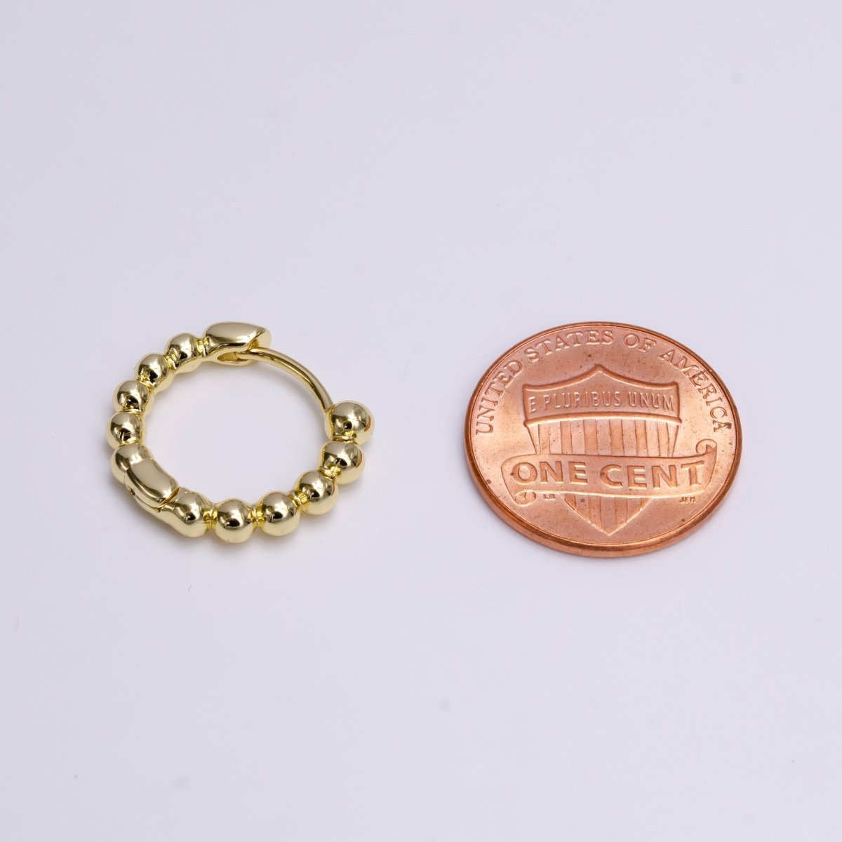14K Gold Filled 16mm Beaded Bubble Ball Huggie Earrings | AD-468