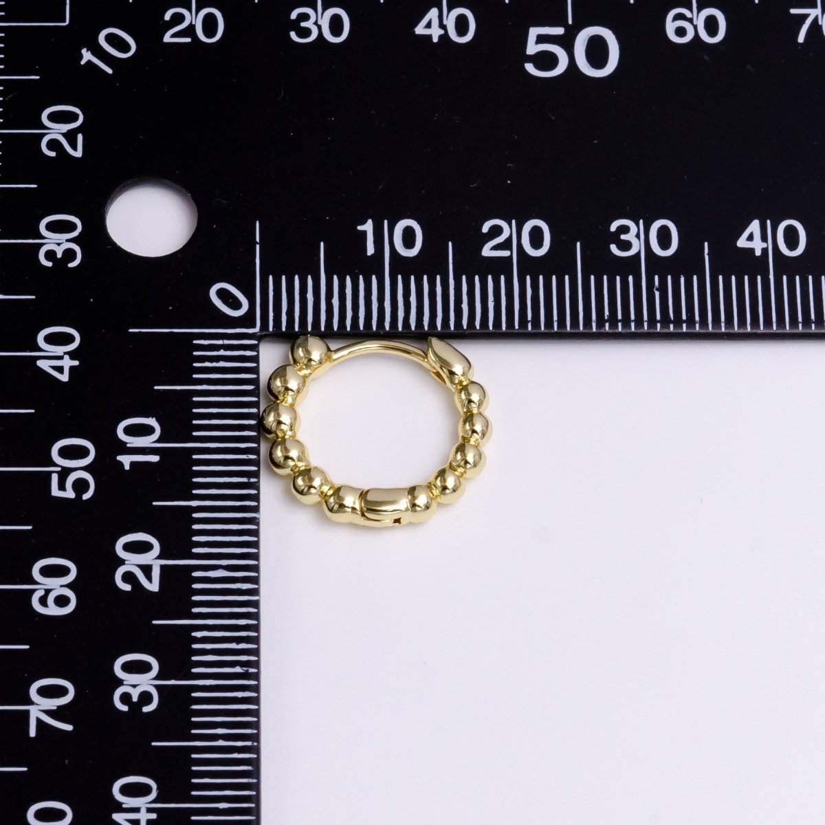 14K Gold Filled 16mm Beaded Bubble Ball Huggie Earrings | AD-468