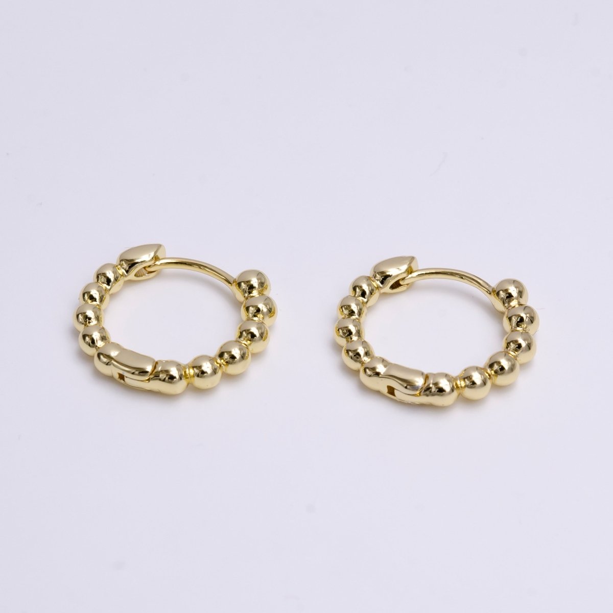 14K Gold Filled 16mm Beaded Bubble Ball Huggie Earrings | AD-468