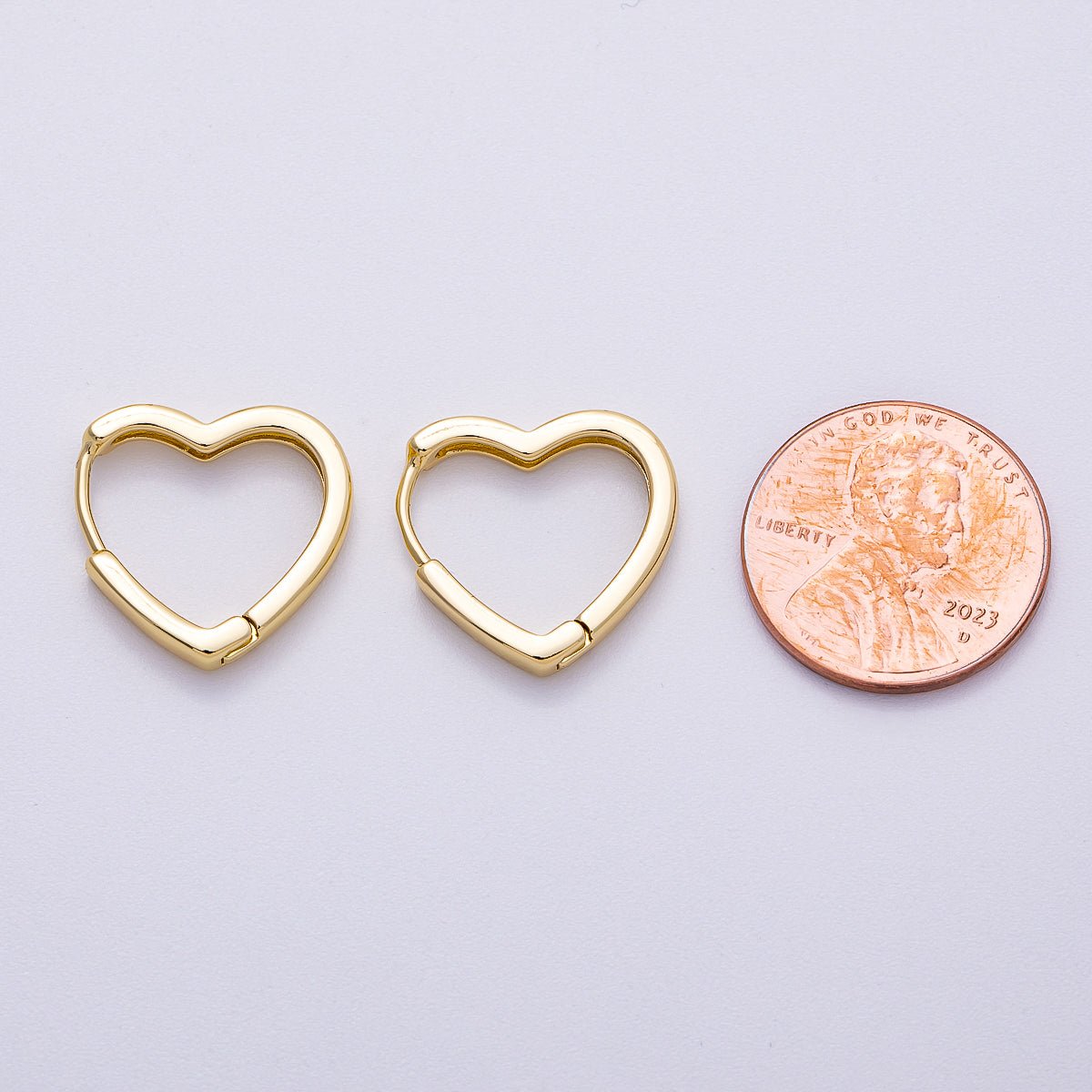 14K Gold Filled 18mm Heart Minimalist Hoop Huggie Earrings | AD-465