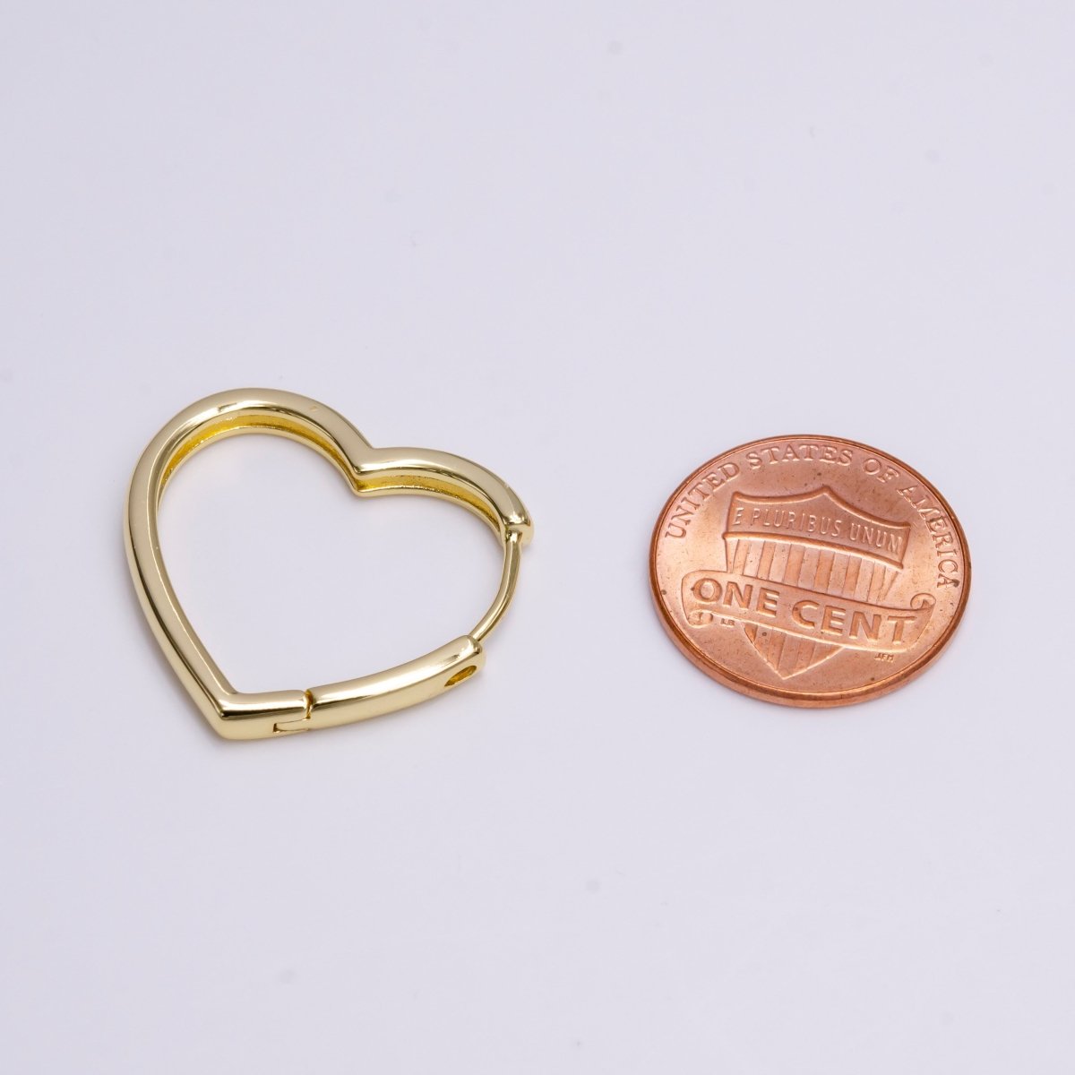 14K Gold Filled 23mm Flat Heart Minimalist Huggie Hoop Earrings | AD-466