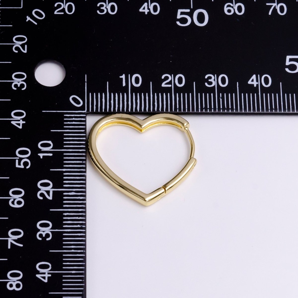 14K Gold Filled 23mm Flat Heart Minimalist Huggie Hoop Earrings | AD-466