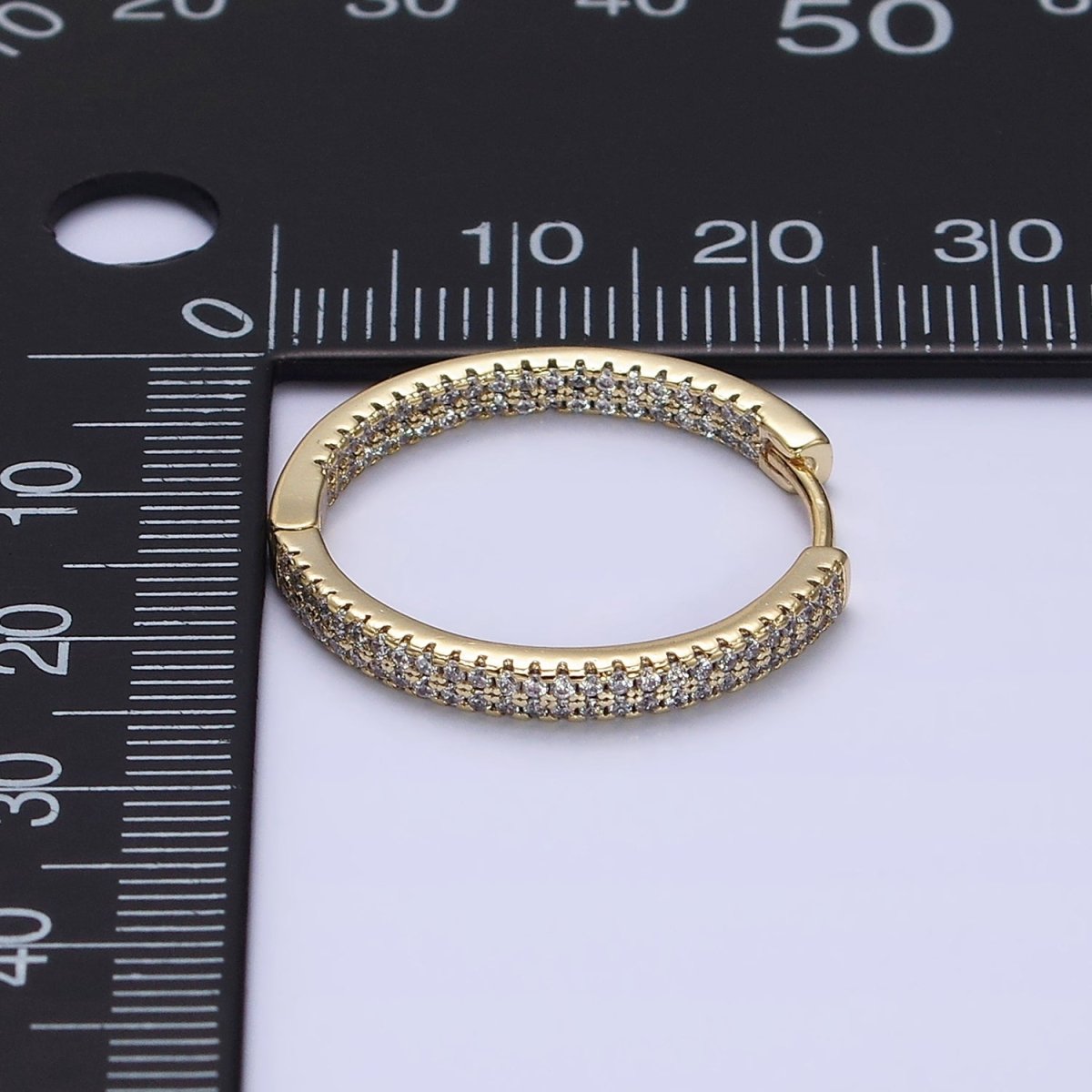 14K Gold Filled 23mm Micro Paved CZ Front-Facing Endless Hoop Huggie Earrings | AD1375