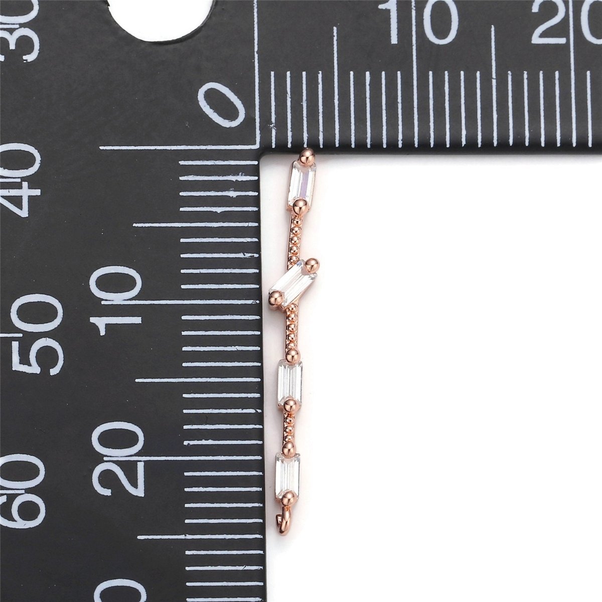 14K Gold Filled 25mm Multiple Clear Baguette Dotted Linear Charm in Gold & Silver | K460 K461
