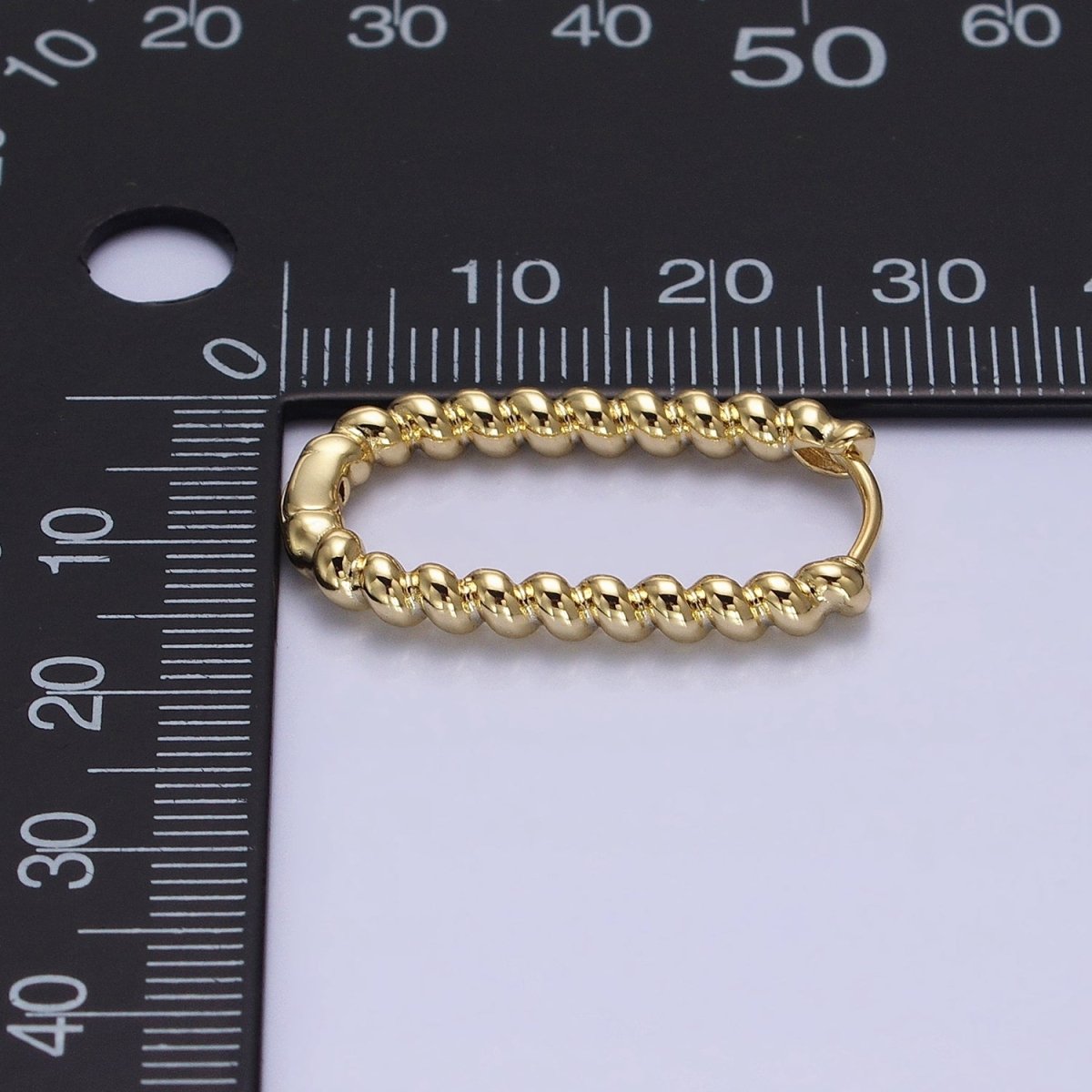 14K Gold Filled 27.5mm Twisted Croissant Oblong U-Shaped Hoop Earrings | AD1278