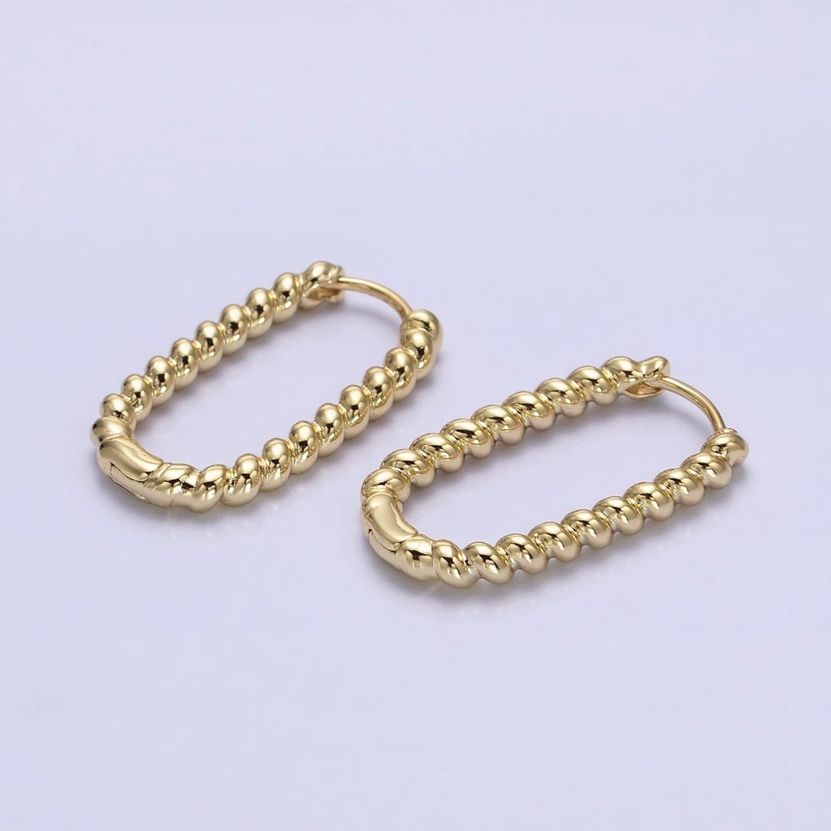 14K Gold Filled 27.5mm Twisted Croissant Oblong U-Shaped Hoop Earrings | AD1278
