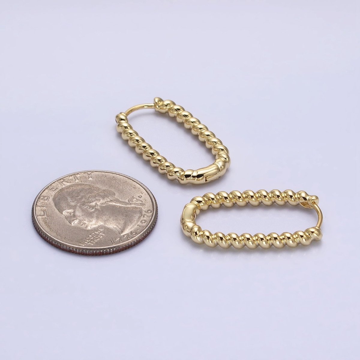 14K Gold Filled 27.5mm Twisted Croissant Oblong U-Shaped Hoop Earrings | AD1278
