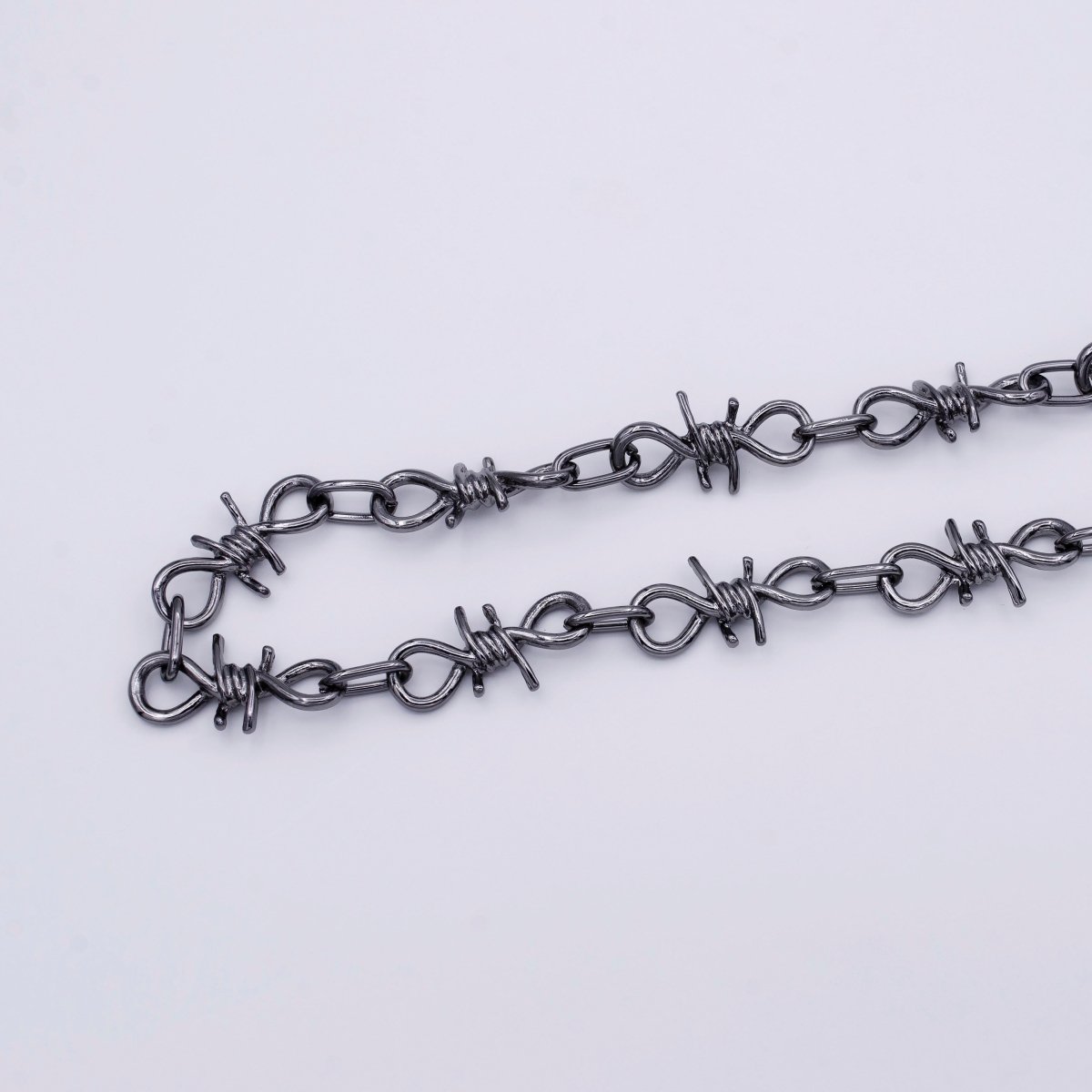 14K Gold Plated 29.3mm x 15.2mm Barbed Wire Gold Chain, Silver, Black Twist Designed Wholesale Chain (LARGE) | ROLL-957, ROLL-958, ROLL-959 Clearance Pricing