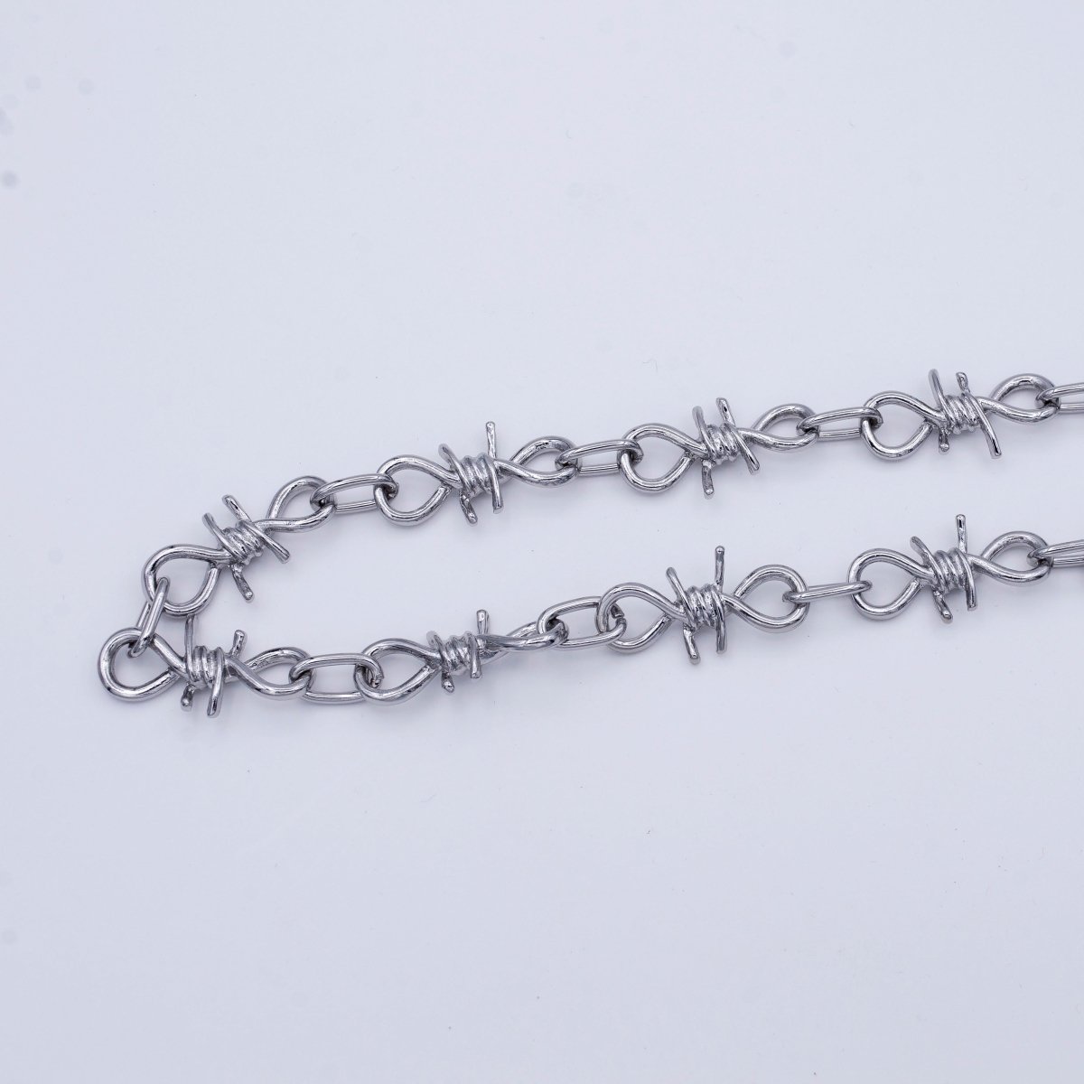 14K Gold Plated 29.3mm x 15.2mm Barbed Wire Gold Chain, Silver, Black Twist Designed Wholesale Chain (LARGE) | ROLL-957, ROLL-958, ROLL-959 Clearance Pricing