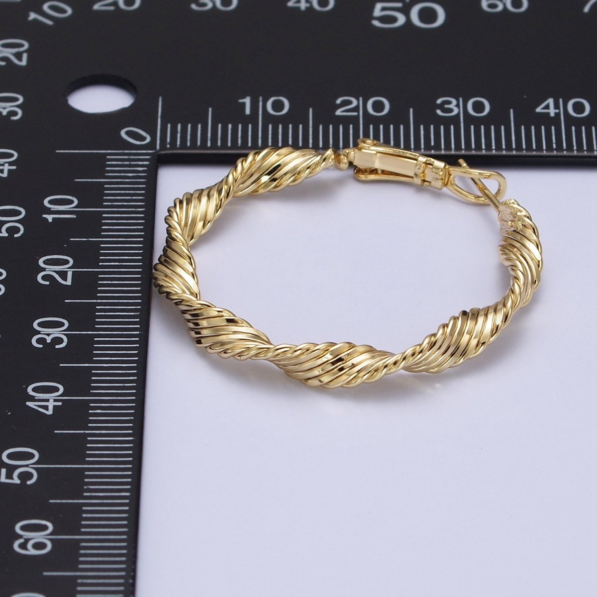 14K Gold Filled 36mm Twisted Singapore Hinge Hoop Earrings | AE046