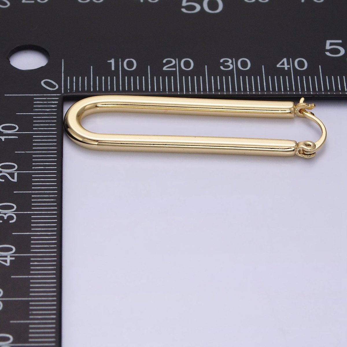 14K Gold Filled 45mm Thin U-Shaped Oblong Latch Earrings | AD-416