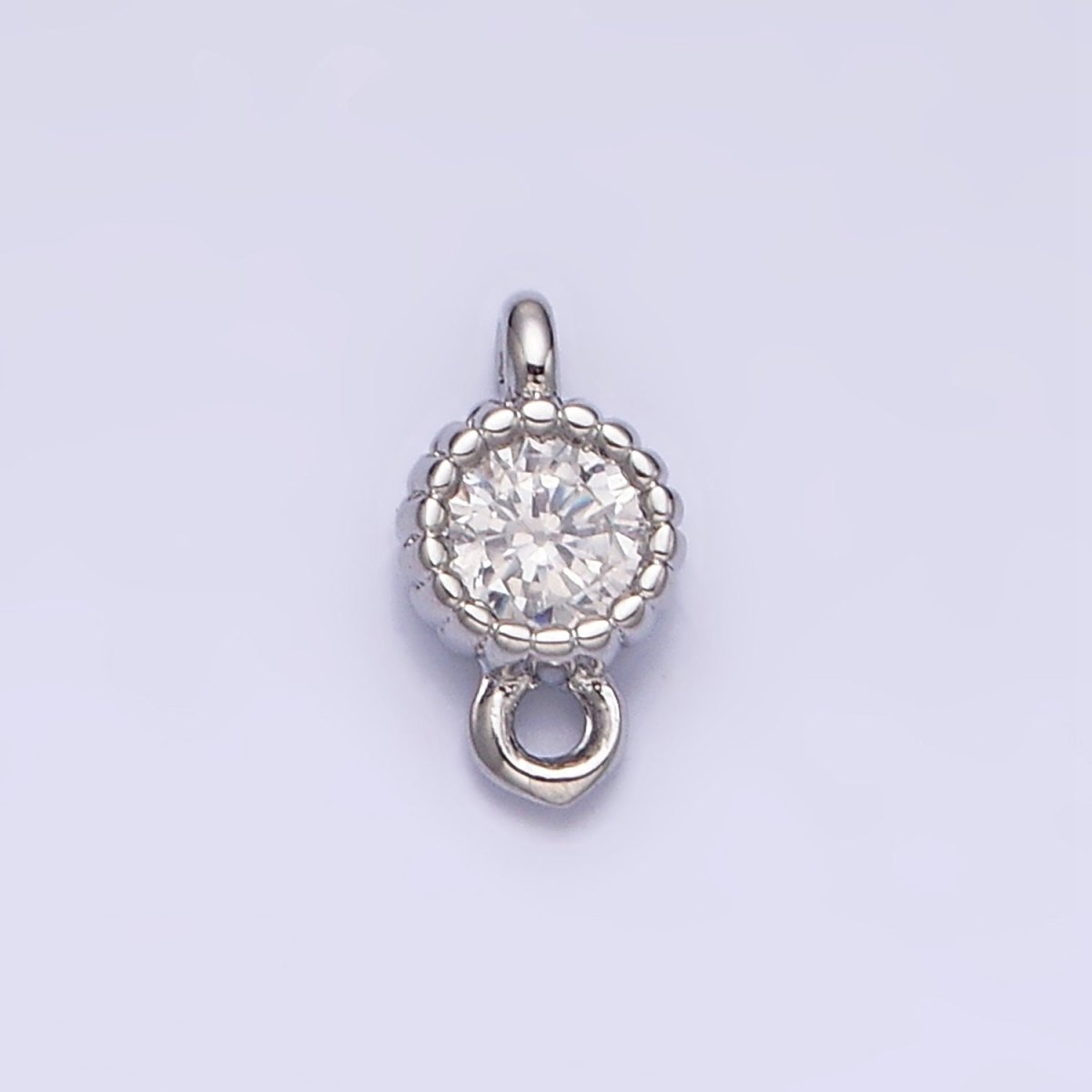 14K Gold Filled 4mm Clear Heart CZ Beaded Connector in Gold & Silver | Y-913