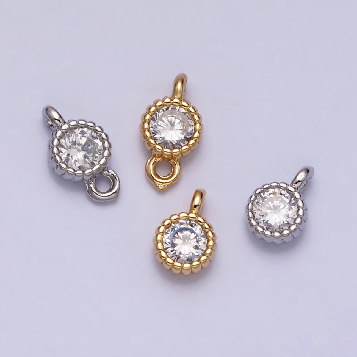 14K Gold Filled 4mm Clear Heart CZ Beaded Connector in Gold & Silver | Y-913