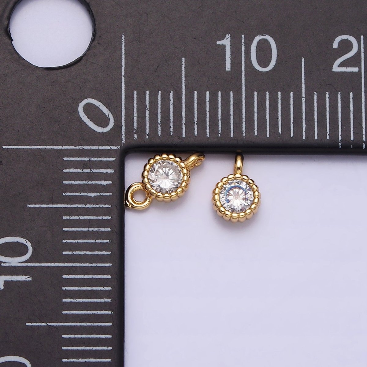 14K Gold Filled 4mm Clear Heart CZ Beaded Connector in Gold & Silver | Y-913