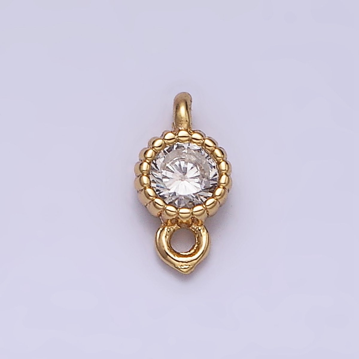 14K Gold Filled 4mm Clear Heart CZ Beaded Connector in Gold & Silver | Y-913