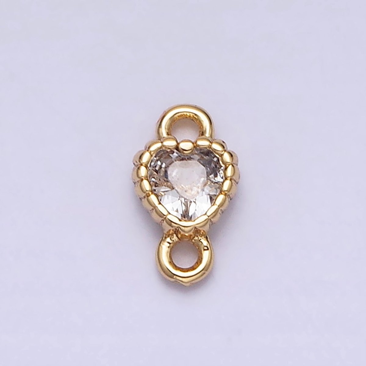 14K Gold Filled 4mm Clear Heart CZ Beaded Connector in Gold & Silver | Y-914 Y-915