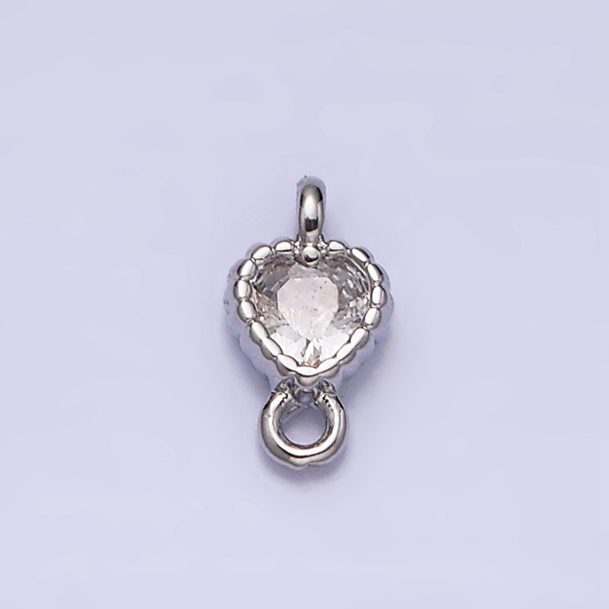 14K Gold Filled 4mm Clear Heart CZ Beaded Connector in Gold & Silver | Y-914 Y-915