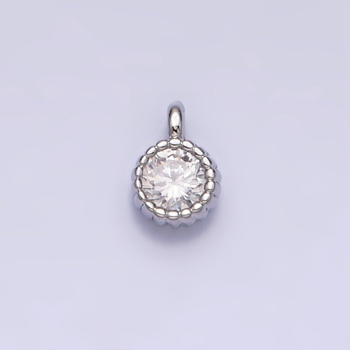 14K Gold Filled 4mm Clear Round CZ Beaded Charm in Gold & Silver | AC1319 AC1320
