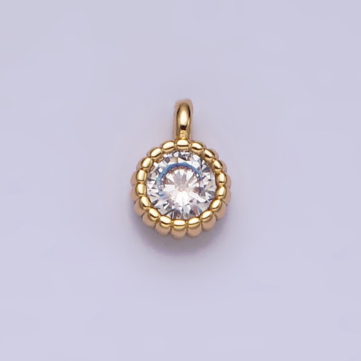 14K Gold Filled 4mm Clear Round CZ Beaded Charm in Gold & Silver | AC1319 AC1320