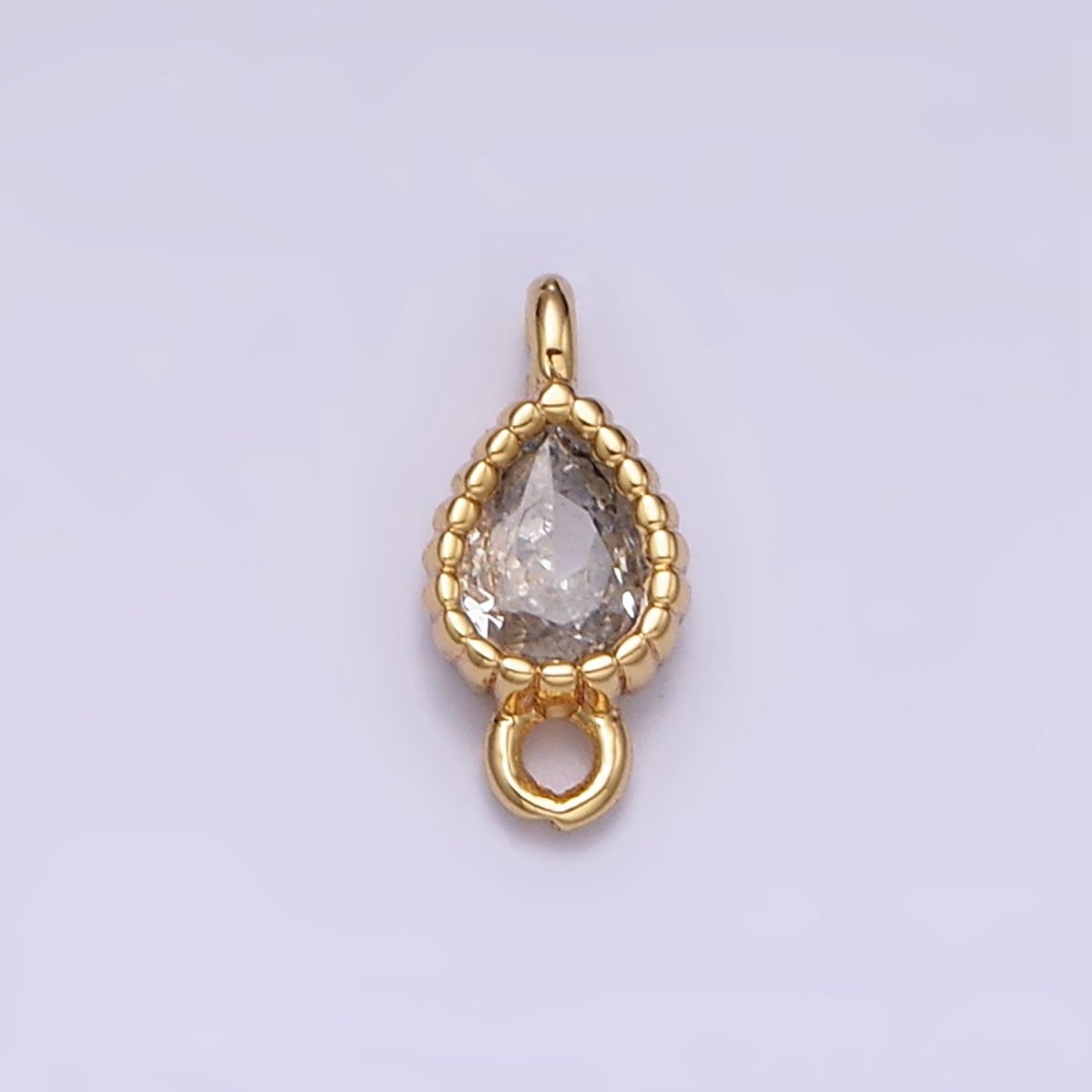 14K Gold Filled 4mm Clear Teardrop CZ Beaded Connector in Gold & Silver | Y-911 Y-912