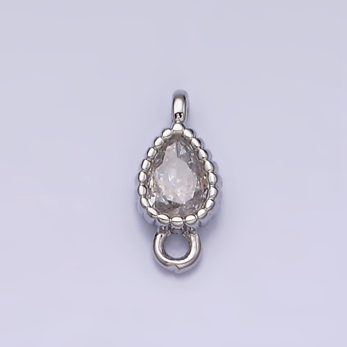 14K Gold Filled 4mm Clear Teardrop CZ Beaded Connector in Gold & Silver | Y-911 Y-912