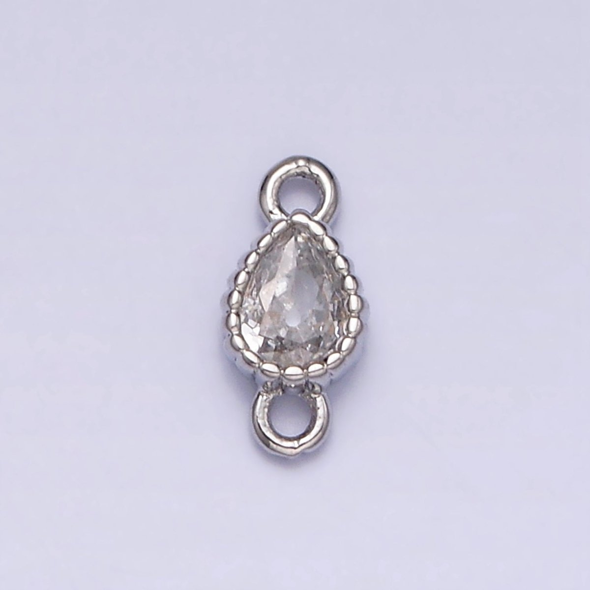 14K Gold Filled 4mm Clear Teardrop CZ Beaded Connector in Gold & Silver | Y-911 Y-912