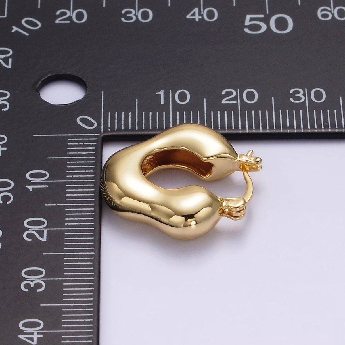 14K Gold Filled Abstract Cloud Dome French Lock Latch Hoop Earrings | AE629