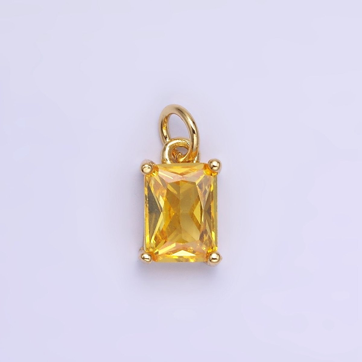 14K Gold Filled Baguette CZ Birthstone Add-On Charm in Gold & Silver | W729 - W744