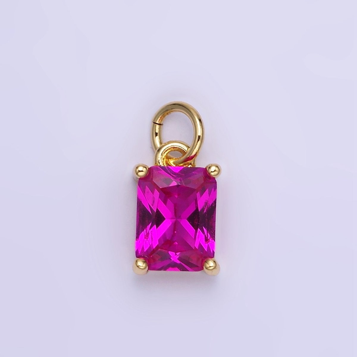 14K Gold Filled Baguette CZ Birthstone Add-On Charm in Gold & Silver | W729 - W744