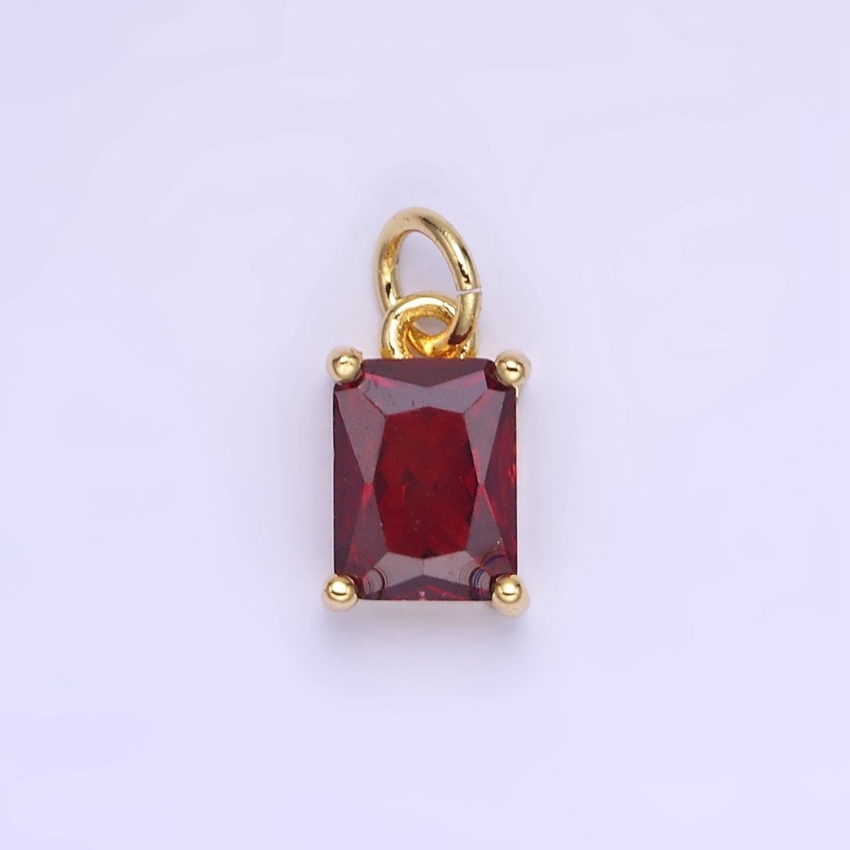 14K Gold Filled Baguette CZ Birthstone Add-On Charm in Gold & Silver | W729 - W744