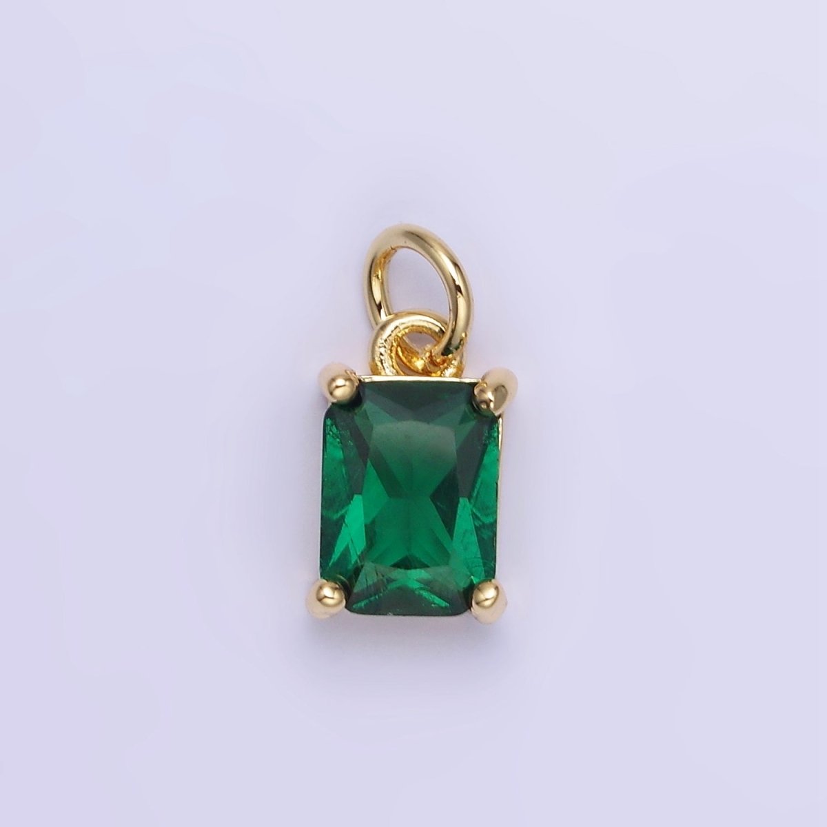 14K Gold Filled Baguette CZ Birthstone Add-On Charm in Gold & Silver | W729 - W744