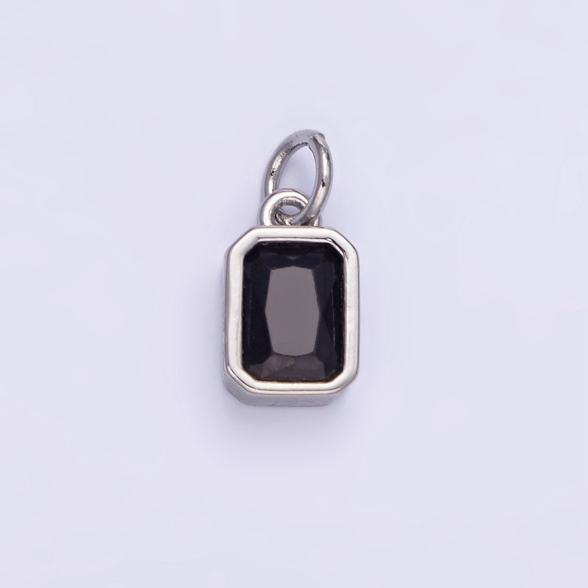 14K Gold Filled Birthstone CZ Baguette Bezel Charm in Gold & Silver | W721 - W728