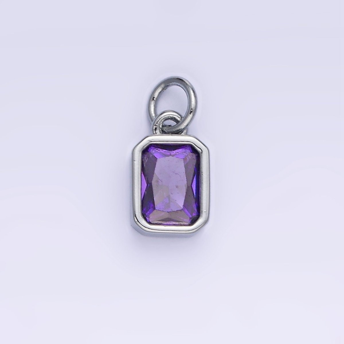 14K Gold Filled Birthstone CZ Baguette Bezel Charm in Gold & Silver | W721 - W728