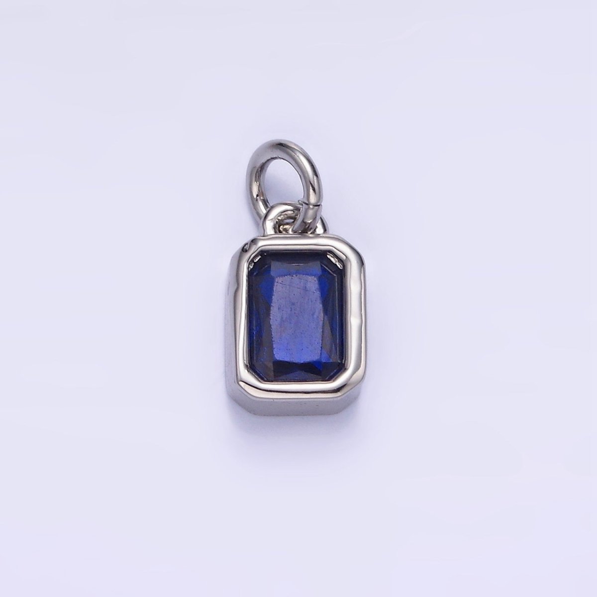 14K Gold Filled Birthstone CZ Baguette Bezel Charm in Gold & Silver | W721 - W728
