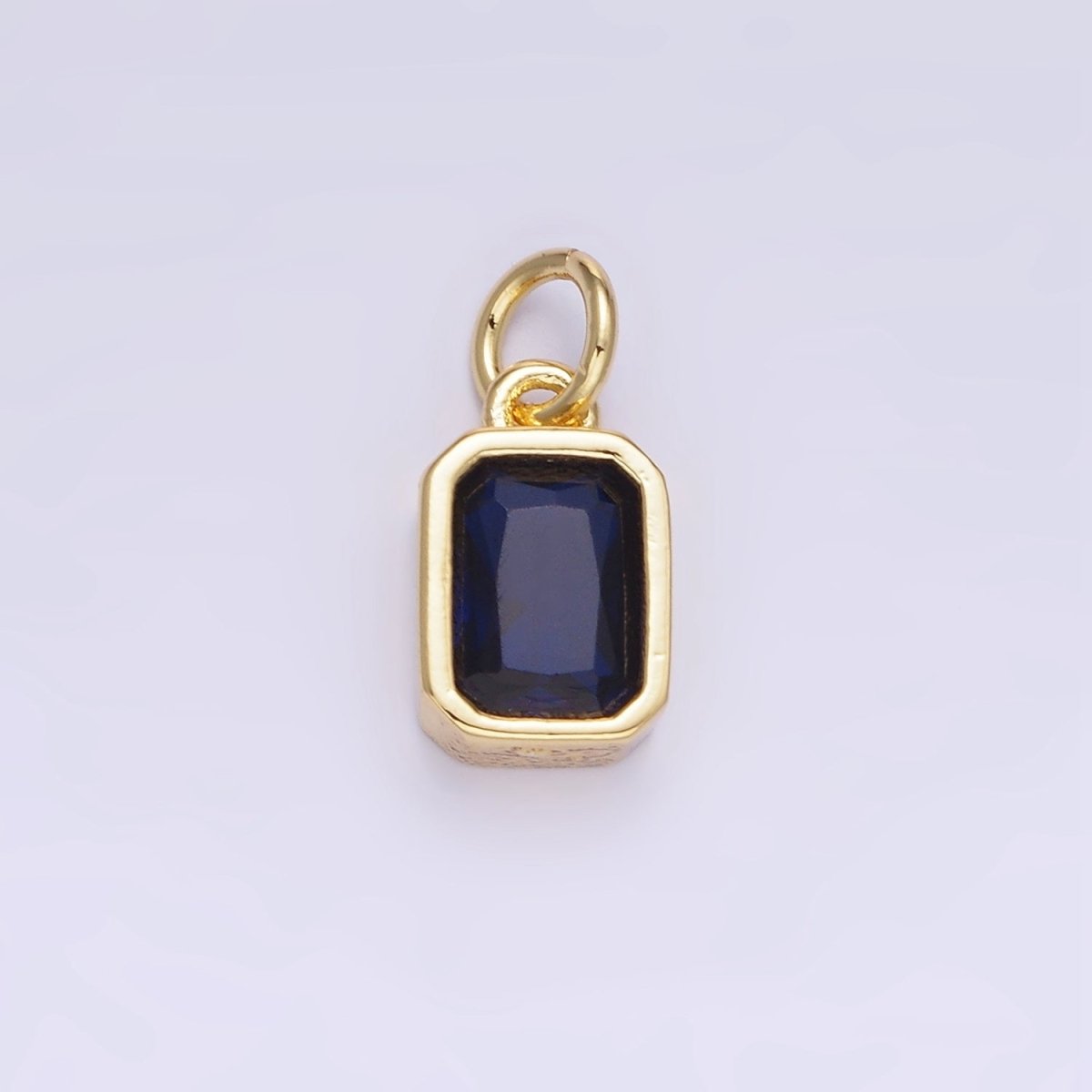 14K Gold Filled Birthstone CZ Baguette Bezel Charm in Gold & Silver | W721 - W728