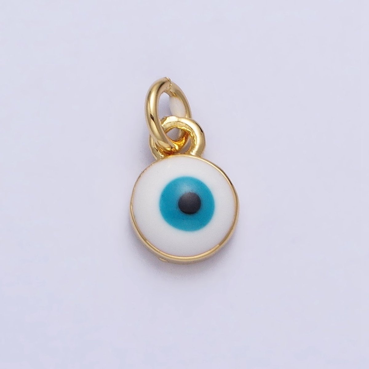 14K Gold Filled Black Evil Eye Mini Round Add-On Charm Enamel Jewelry | AC456