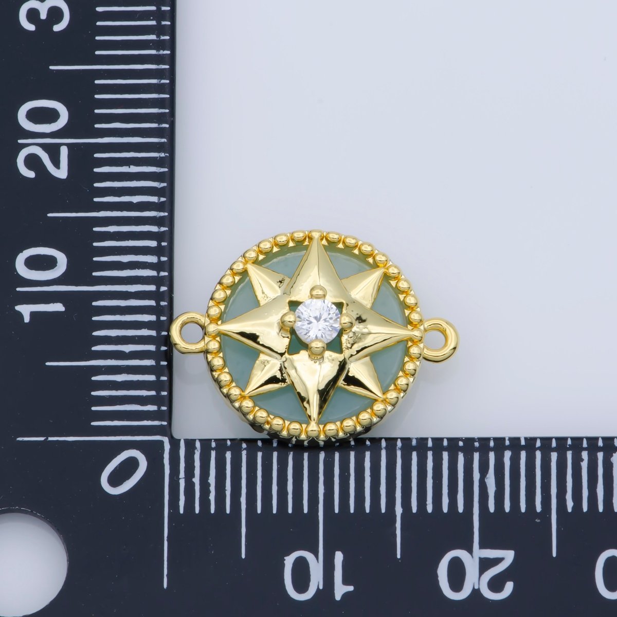 14K Gold Filled Blue Stone Charm Connector, Gold Charm Connector, Birthstone Chain Connector, For Bracelets, Small Chain Connectors  F-389