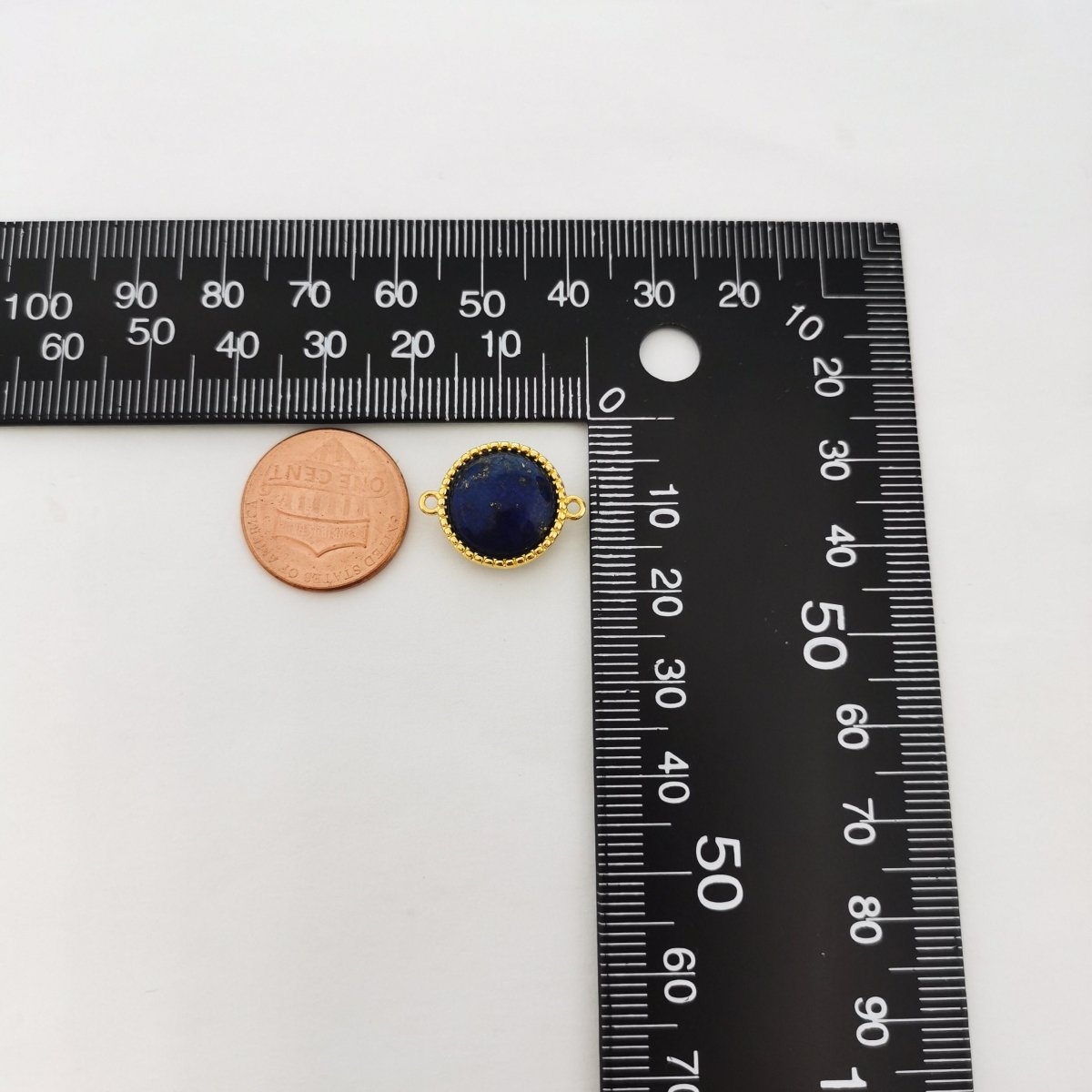 14K Gold Filled Blue Stone Charm Connector, Gold Charm Connector, Birthstone Chain Connector, For Bracelets, Small Chain Connectors  F-389
