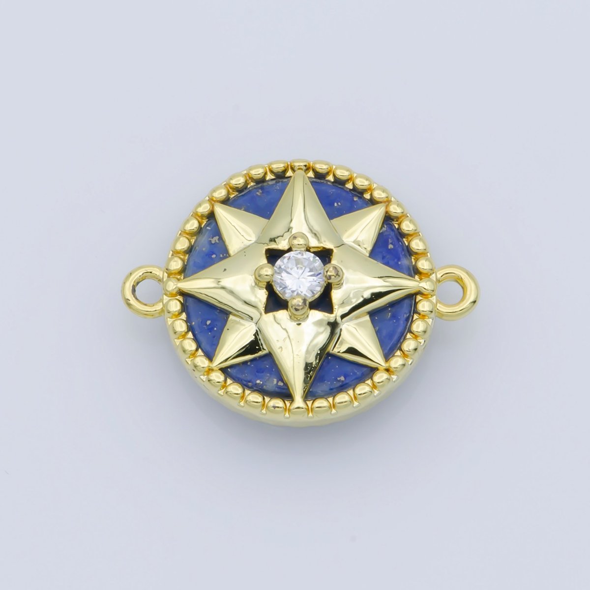 14K Gold Filled Blue Stone Charm Connector, Gold Charm Connector, Birthstone Chain Connector, For Bracelets, Small Chain Connectors  F-389