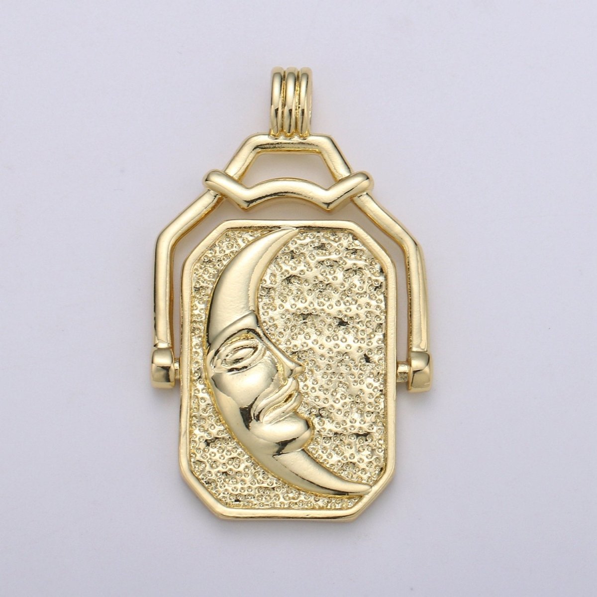 14K Gold Filled Celestial Charm Sun Moon Pendant Double Sided Pendant Celestial Jewelry Reversible Necklace Component Supply J-059