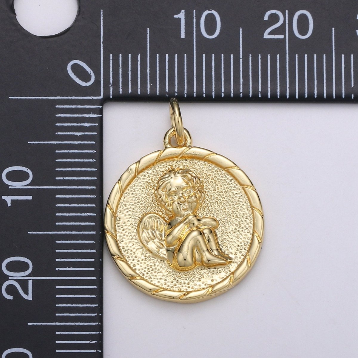 14K Gold Filled Cherub pendant - Little Angel- Necklace Charm - Coin Disc Charm- gift for Daughter- Jewelry Findings - Charm For Necklace D-718