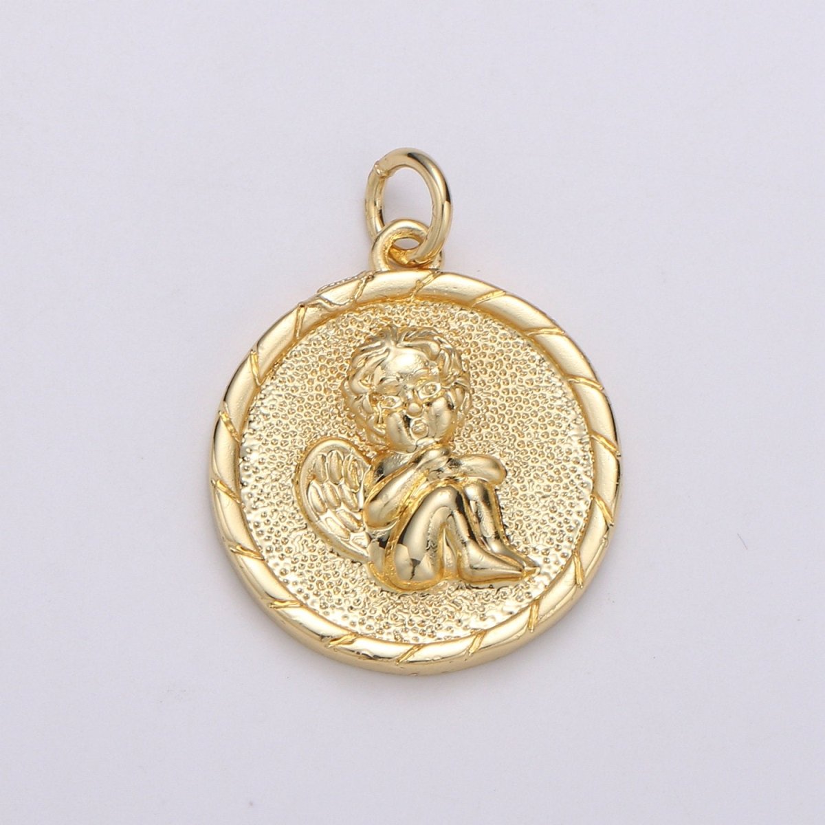 14K Gold Filled Cherub pendant - Little Angel- Necklace Charm - Coin Disc Charm- gift for Daughter- Jewelry Findings - Charm For Necklace D-718