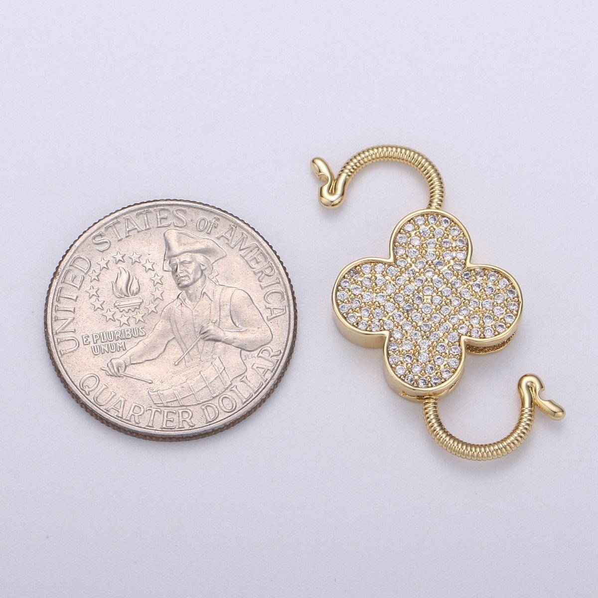 14k Gold Filled Clasp clicker Clover Clasp, 16x27mm, Flower Clover double Clicker ends, Bracelet  Necklace Clicker Connector K-911