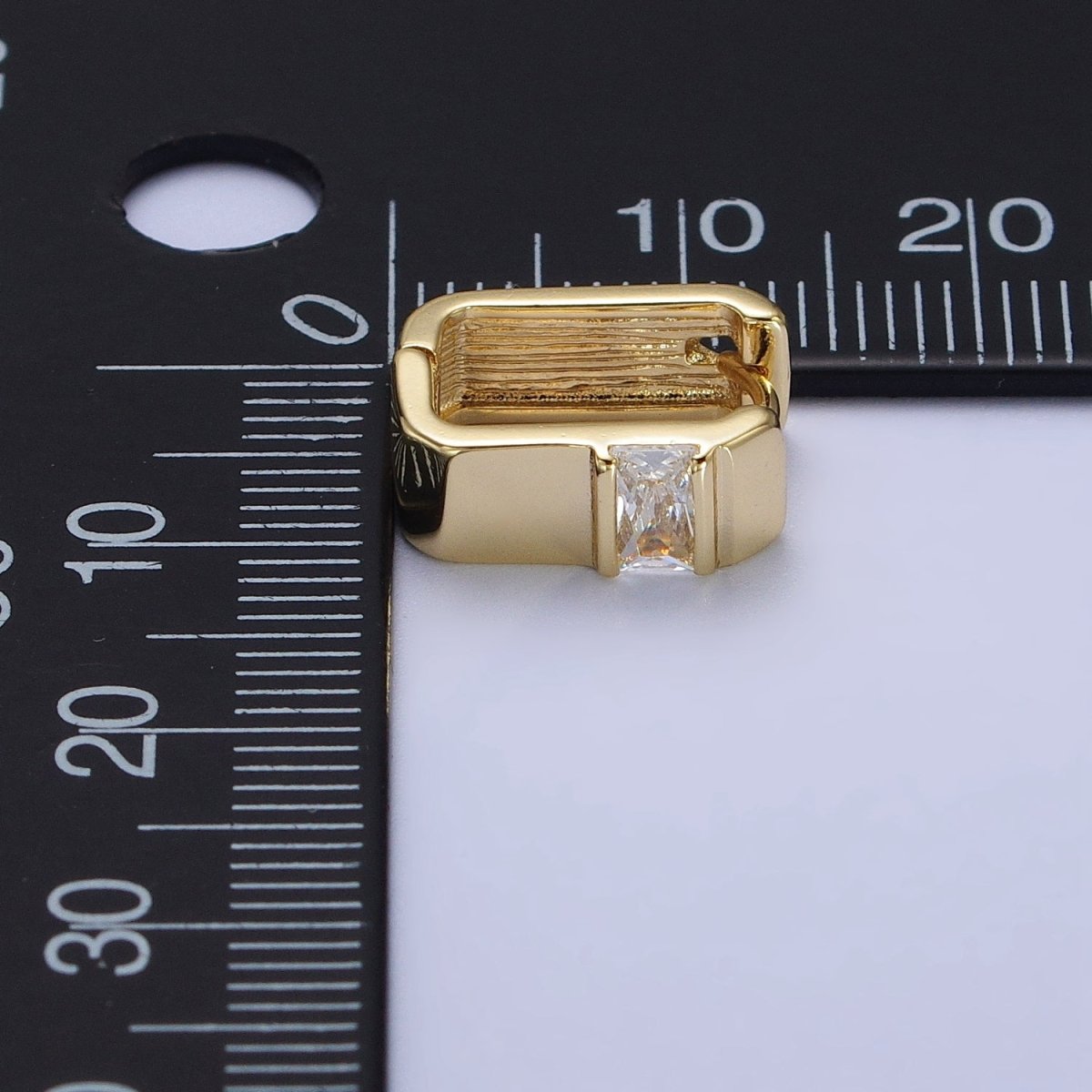 14K Gold Filled Clear Baguette CZ Wide U-Shaped Hoop Earrings | AB234