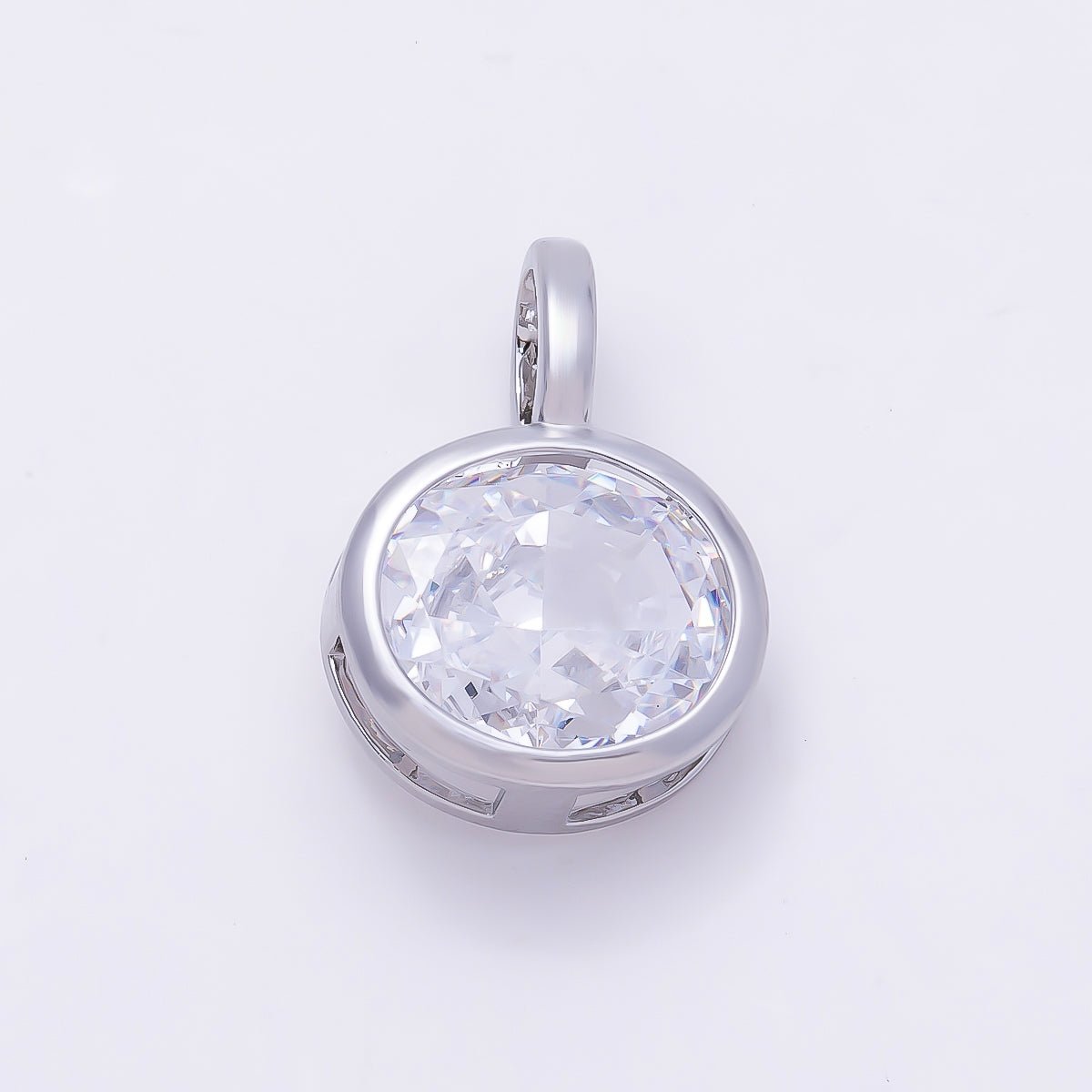 14K Gold Filled Clear Baguette, Oval, Marquise CZ Bezel Collar Chain Pendant in Gold & Silver | Charms-00750 ~ Charms-00752