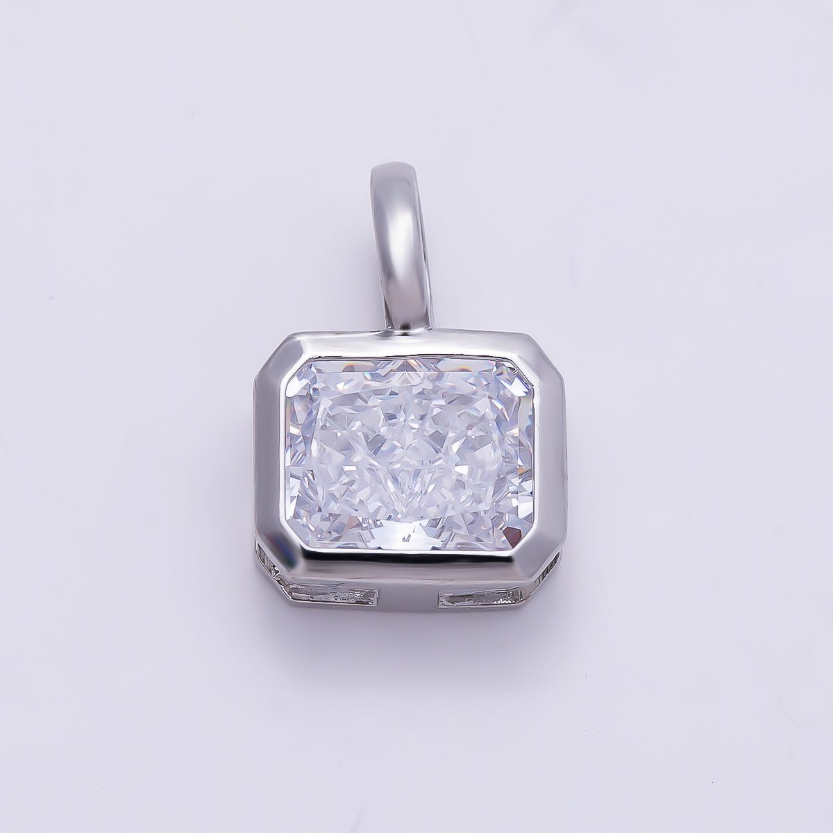 14K Gold Filled Clear Baguette, Oval, Marquise CZ Bezel Collar Chain Pendant in Gold & Silver | Charms-00750 ~ Charms-00752
