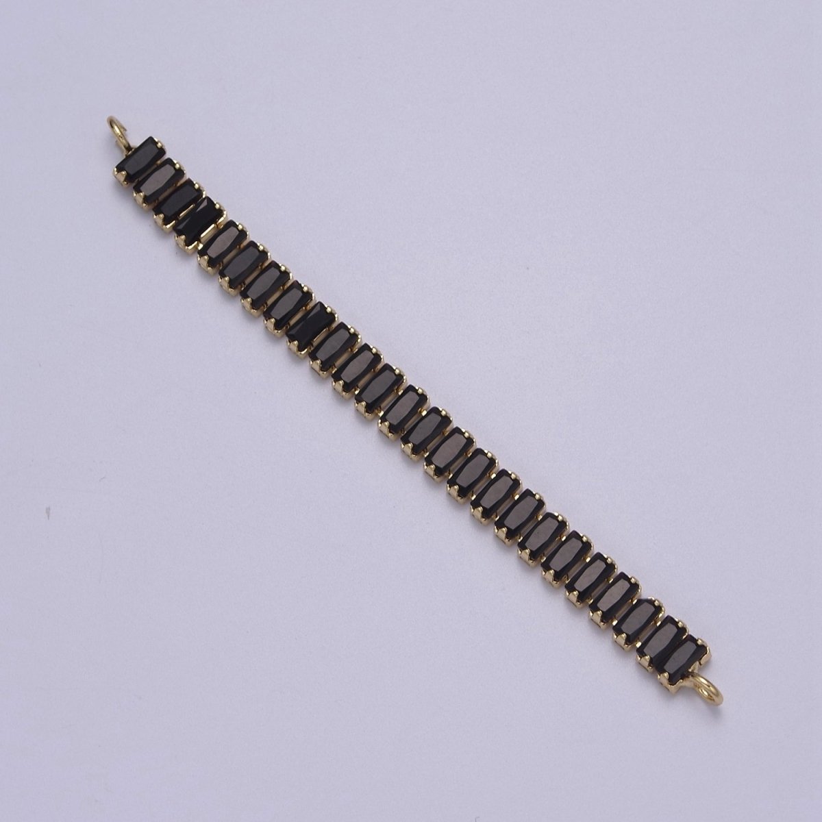 14k Gold Filled Clear / Colorful CZ Rectangular Baguette Paved connector Bendable Long Bar Connector for DIY Bracelet Component F-010 F-011 F-017 F-025 F-026 F-028 F-033 F-037 F-046