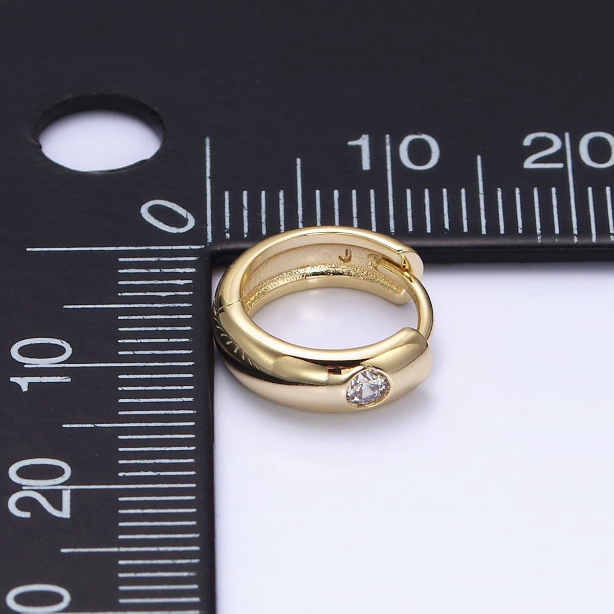 14K Gold Filled Clear CZ Dotted 12mm Cartilage Huggie Earrings | AD1426