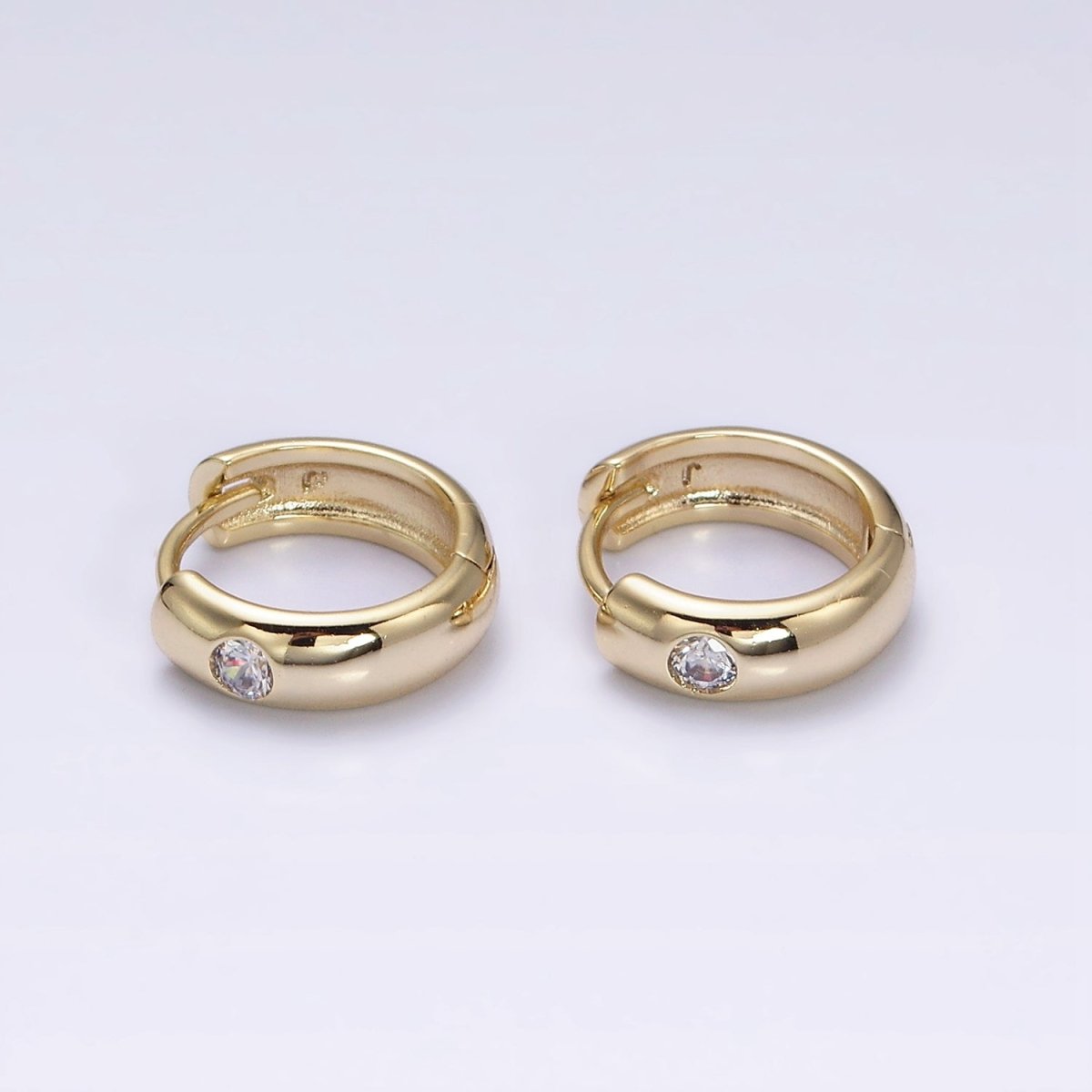 14K Gold Filled Clear CZ Dotted 12mm Cartilage Huggie Earrings | AD1426